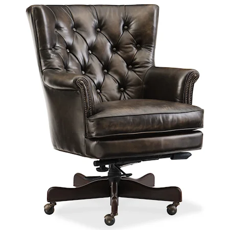 Theodore Leather Home Office Chair with Tufted Back